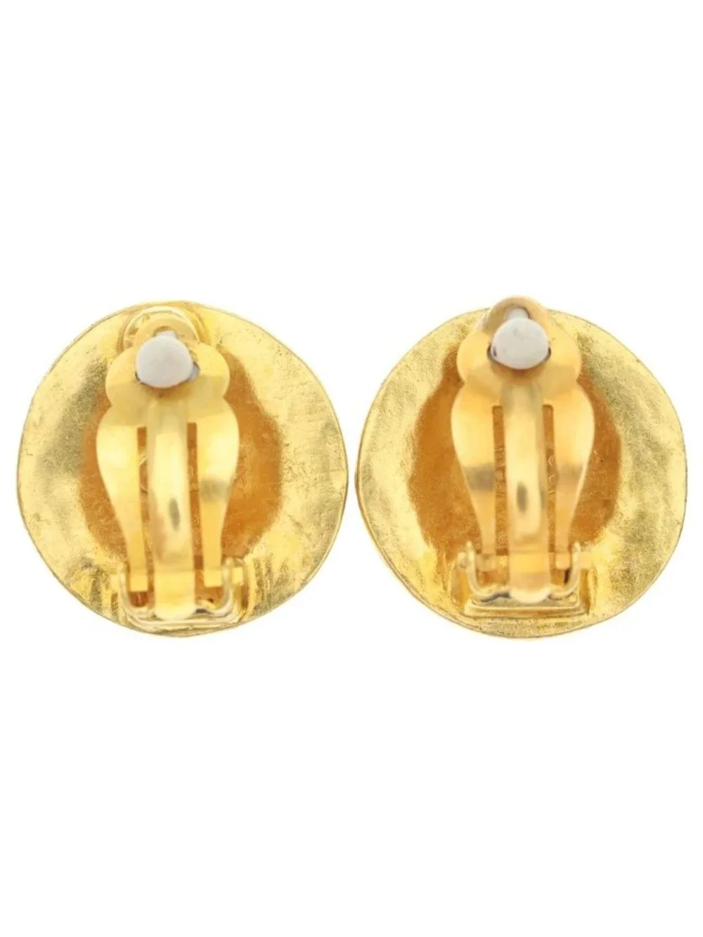Chanel CC Logo Round Earrings Gold